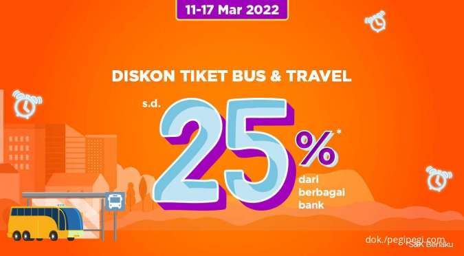 Promo PegiPegi Diskon Tiket Bus & Travel Sampai 25%, Berakhir 17 Maret 2022