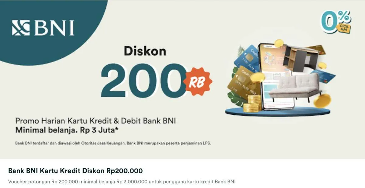 Promo Dekoruma, Belanja Pakai Kartu Kredit BNI Diskon Rp 200.000