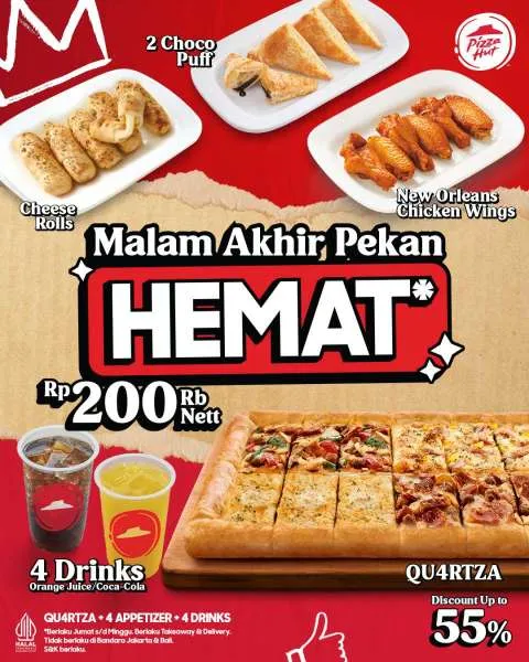 Promo Pizza Hut Malam Akhir Pekan Hemat Diskon 55%