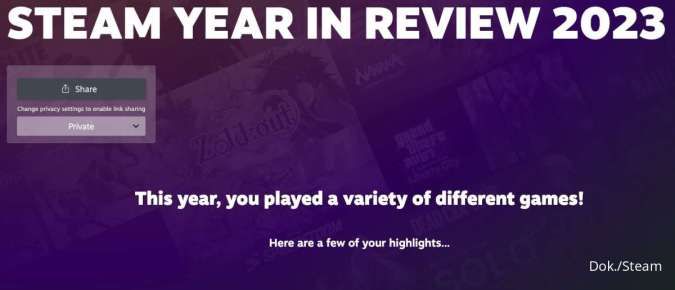 Tampilan Steam Year In Review 2023