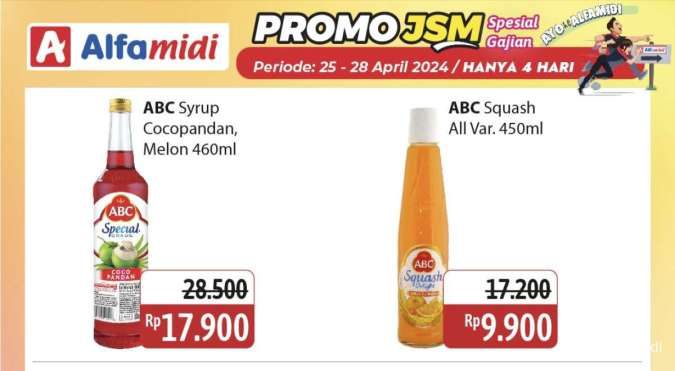 Promo JSM Alfamidi 26-28 April 2024, Sirup ABC Semua Varian Hanya Rp 9.900!
