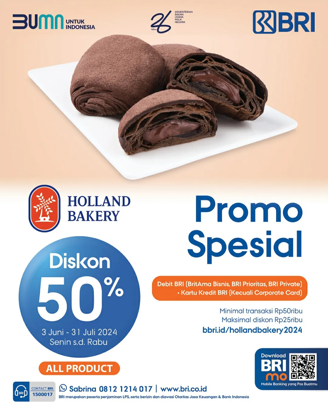 Promo BRI x Holland Bakery Diskon 50%