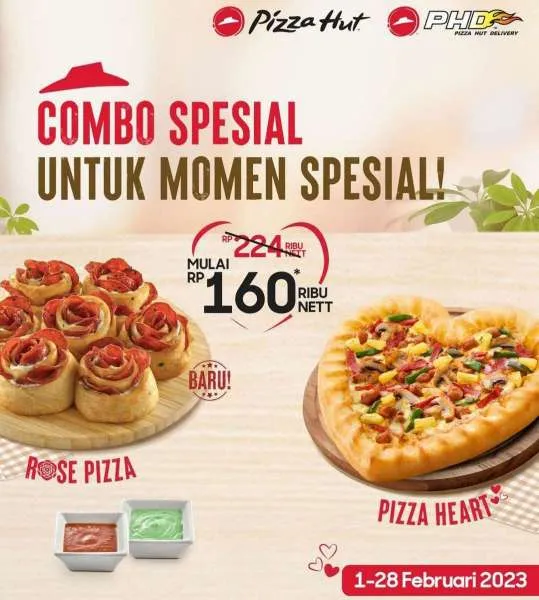 Promo Pizza Hut Spesial Valentine, Combo Spesial Isi Rose Pizza dan Pizza Heart 
