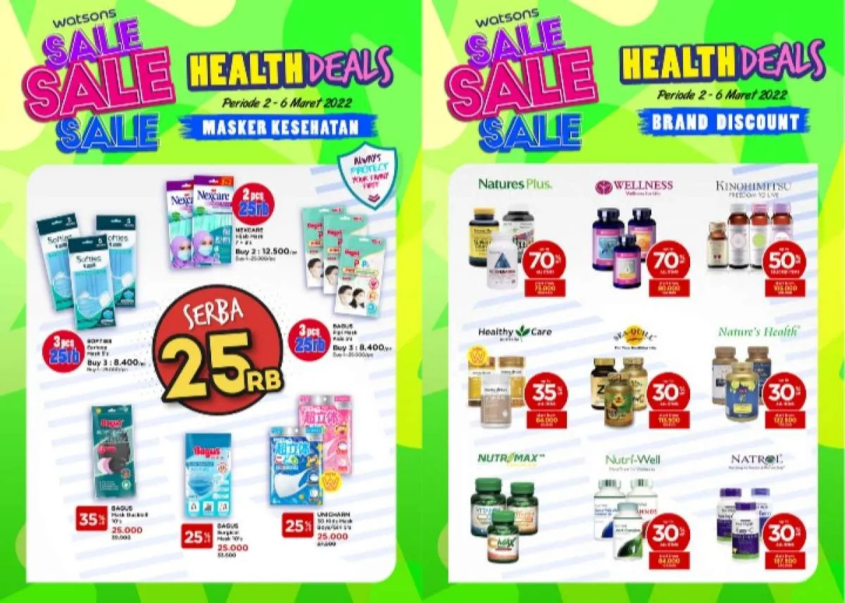 Promo Watsons Health Deals 2-6 Maret 2022, Aneka Produk Kesehatan Diskon s/d 70%