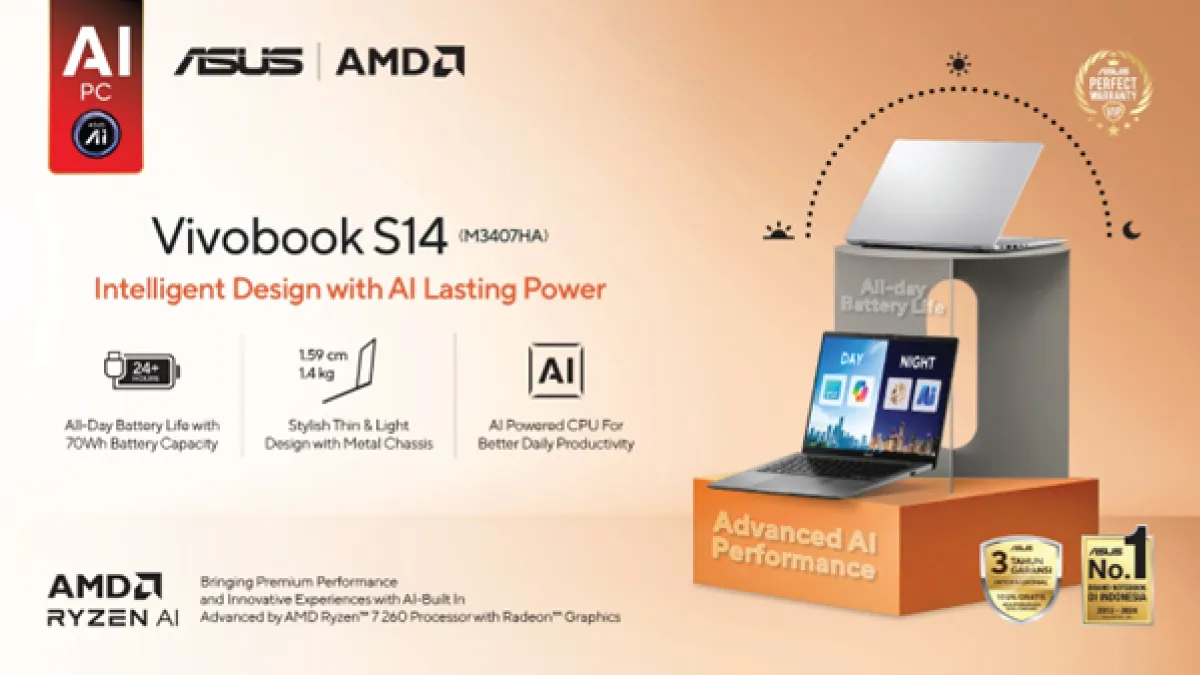 ASUS Vivobook S14 (M3407HA). Rekomendasi Laptop AI Performa Tinggi