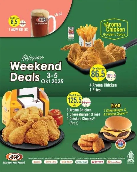 Promo A&W Weekend Deals 3-5 Oktober 2025