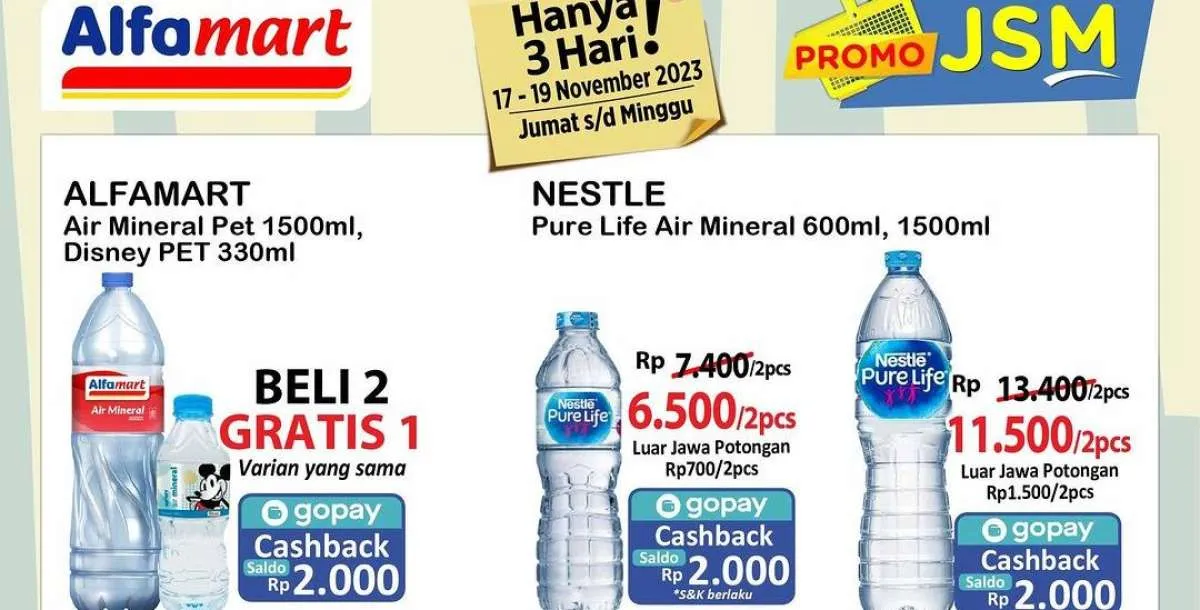 Promo JSM Alfamart Beli 2 Gratis 1 Sabtu 18 November 2023, Lebih Murah dengan Gopay