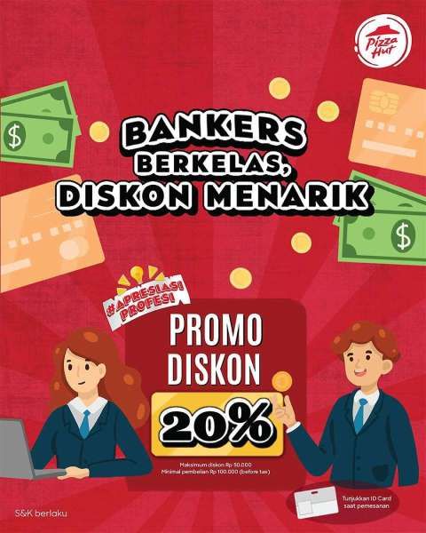 Promo Pizza Hut Diskon 20% Spesial untuk Banker