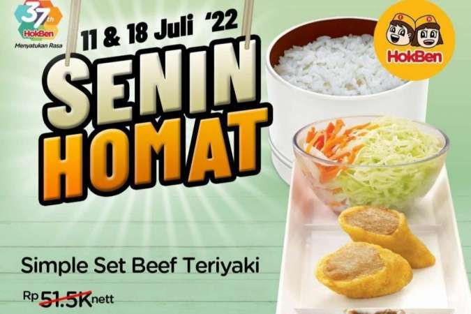 Promo Hokben 18 Juli 2022, Paket Senin Homat Simple Set Beef Teriyaki Ada Diskonnya!