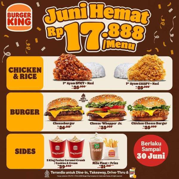 Promo Burger King Juni 2024 Serba Rp 17.000-an