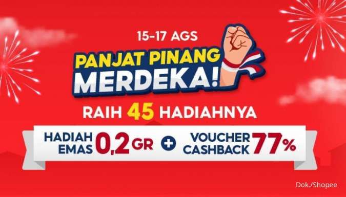 Promo Shopee Panjat Pinang Merdeka, Pulsa dan Tagihan Cashback 77%!