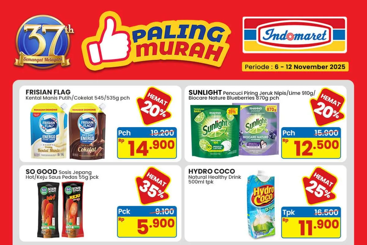 Promo Indomaret Murah 6-12 November 2025, Frisian Flag & Sunlight Hemat 20%