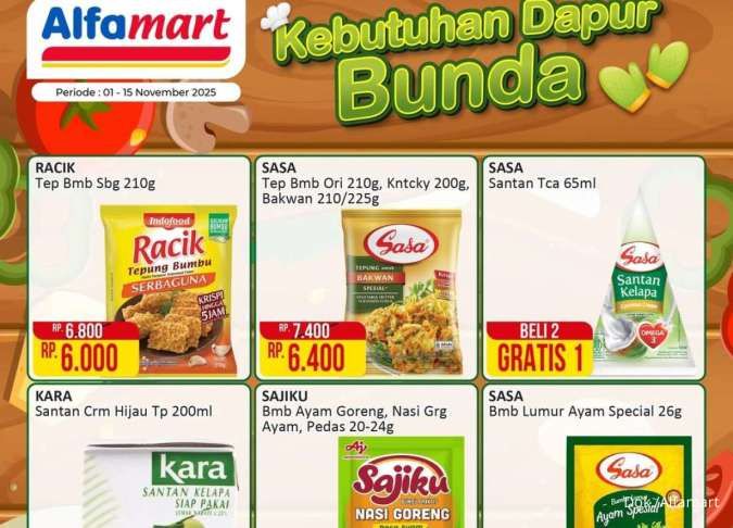 Promo Alfamart Kebutuhan Dapur 1-15 November 2025, Sasa Santan Beli 2 Gratis 1