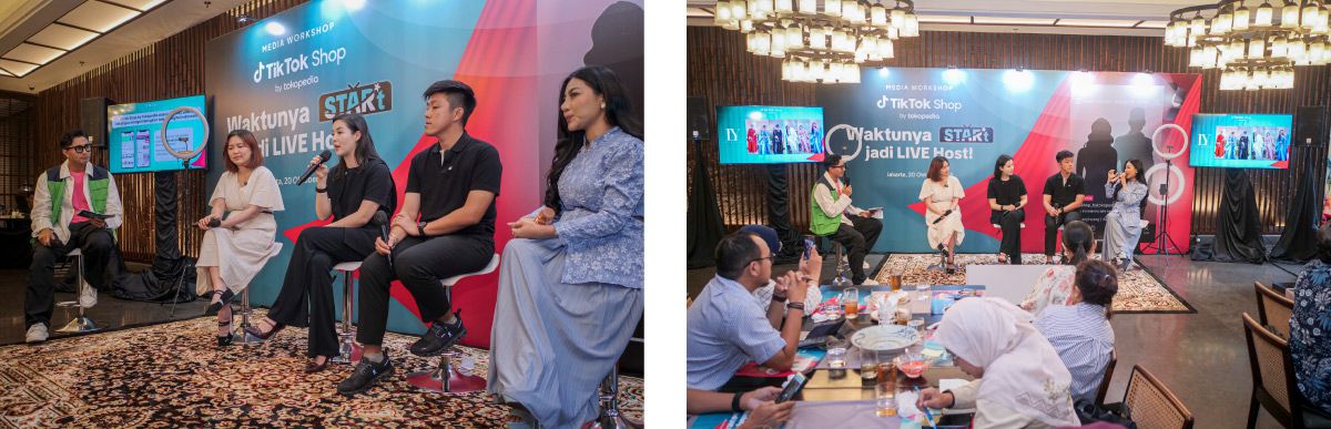 Kontan - Tokopedia Kilas Online. [ki-ka] Senior Group Head of Business Unit Paragon Corp, Clarissa Angga Gunawan, Senior Director of E-Commerce Tokopedia dan TikTok Shop Indonesia, Stephanie Susilo, Kreator Konten TikTok sekaligus Affiliate TikTok Shop, Leo Giovanni, dan Pemilik Usaha LY Fashion, Liza Aditya di acara Media Workshop TikTok Shop by Tokopedia: WaktunyaSTARt! Membuka Peluang Baru di Dunia LIVE Commerce Indonesia di Jakarta, Senin (20/10/2025).