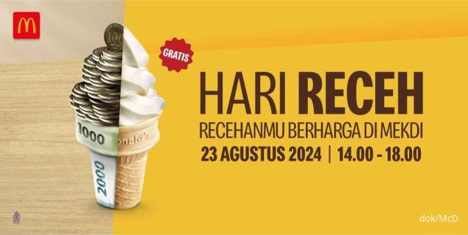 Promo McD Hari Receh 23 Agustus 2024, Gratis 1 Ice Cream Cone Beli Pakai Uang Receh