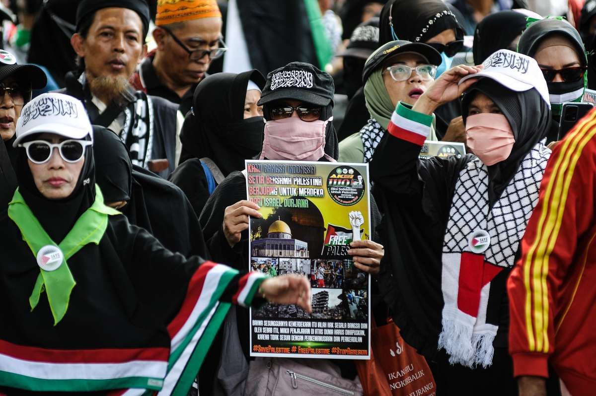 Aksi Solidaritas untuk Palestina di Kedubes AS Jakarta