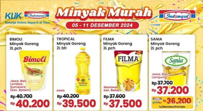 Promo Indomaret Minyak Murah 5-11 Desember 2024, Filma 2 Liter Mulai Rp 33.000!