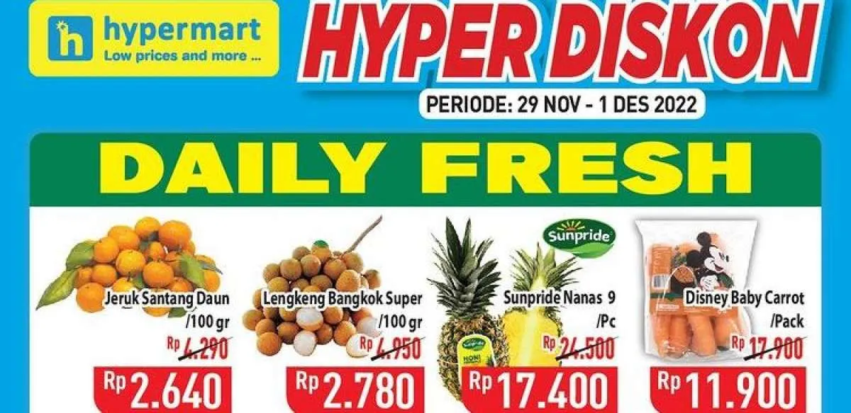 Harga Promo Hypermart Hari Ini 30 November 2022 untuk Buah dan Daging yang Segar