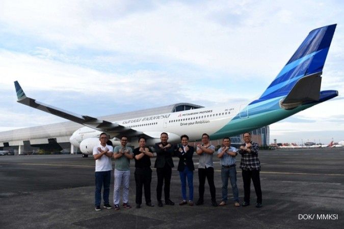 Buka Rute Jakarta-Nagoya, Garuda sematkan logo Mitsubishi Motors di badan pesawat