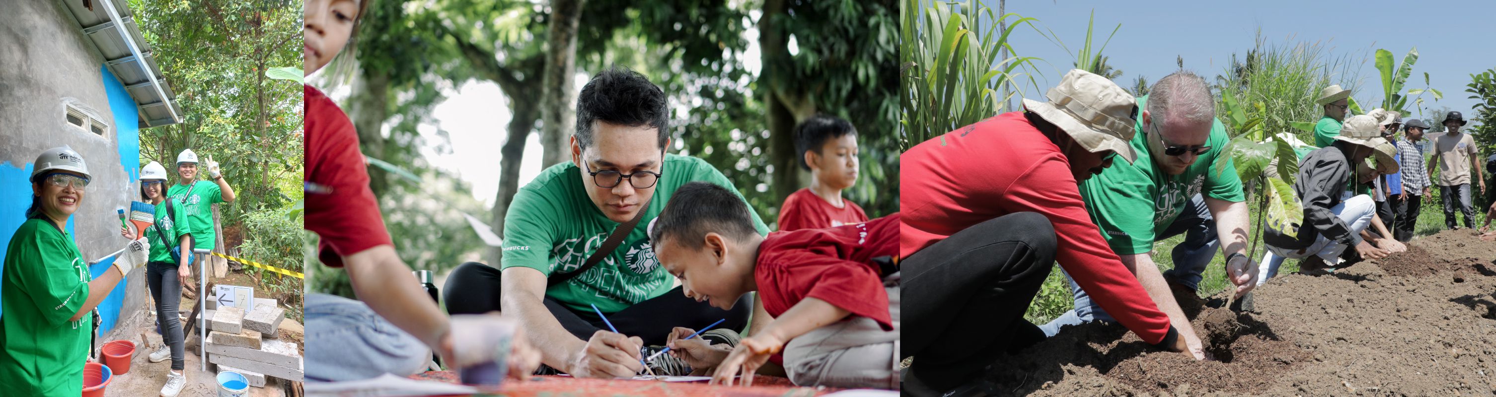 Kontan. Aktifitas sukarelawan Starbucks di komunitas seperti bersama Habitat ForHumanity Indonesia m