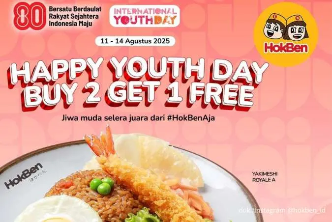 Promo HokBen Happy Youth Day 11-14 Agustus, Buy 2 Get 1 Free Mulai 13.000-an/Orang