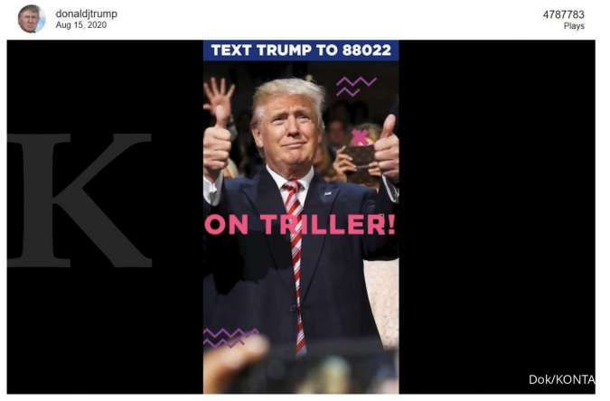 Donald Trump punya akun Triller aplikasi pesaing TikTok, begini isinya