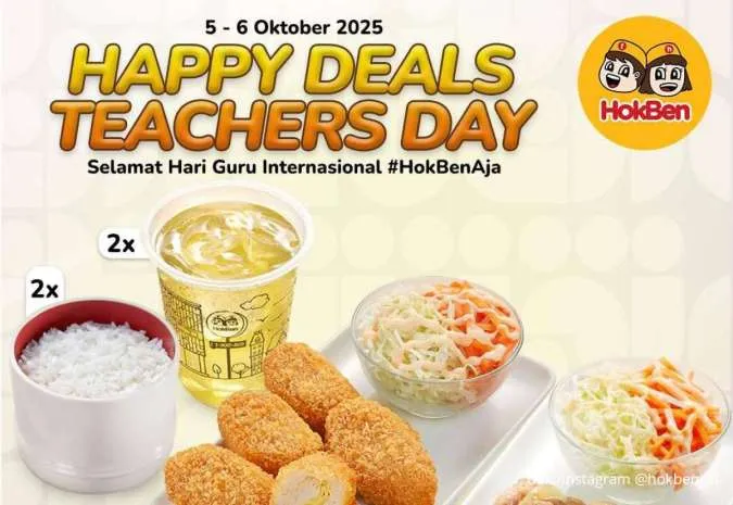 Promo HokBen Hari Guru Internasional 5-6 Oktober, Paket Ber-2 Cuma Rp 30.000-an/Orang