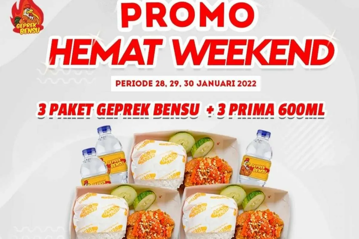 Promo Weekend Geprek Bensu 28-30 Januari 2022, Ada 3 Paket Ayam Geprek Rp 50.000