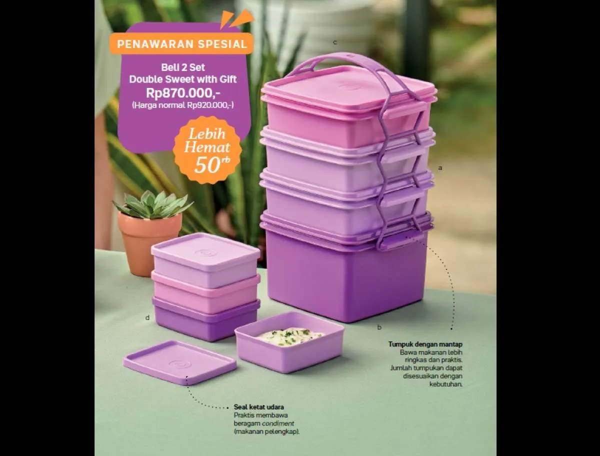 Promo Tupperware September 2023, Gratis Mini Square untuk Pembelian Double Sweet