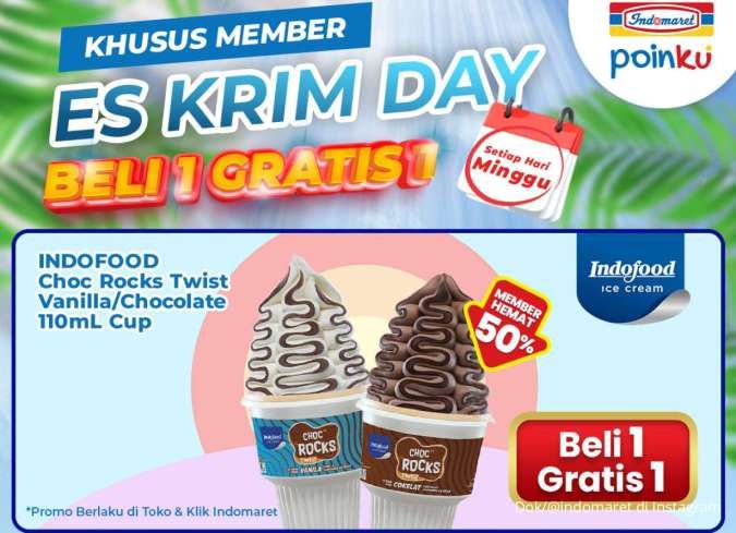 Promo Es Krim Weekend Hari Ini 20 Juli 2025, Ada Beli 1 Gratis 1 di Indomaret