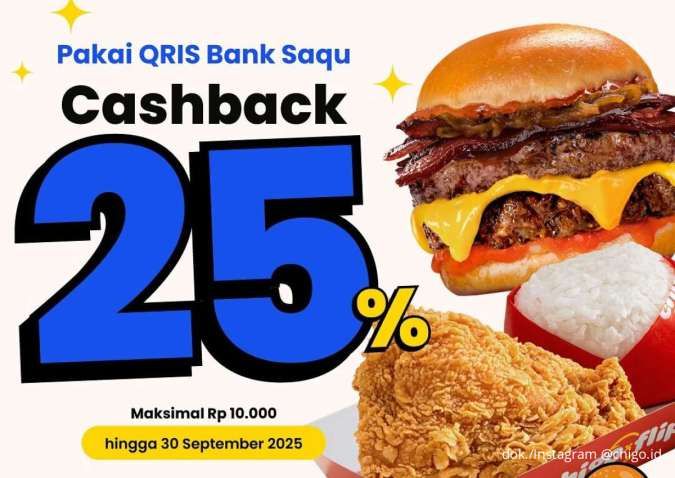 Promo Chigo x Flip sampai 30 September 2025, Pakai QRIS Bank Saqu Cashback 25%