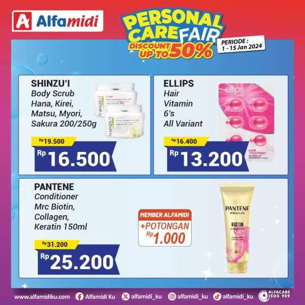 Promo Alfamidi Personal Care Fair Diskon s/d 50% Periode 1-15 Januari 2024