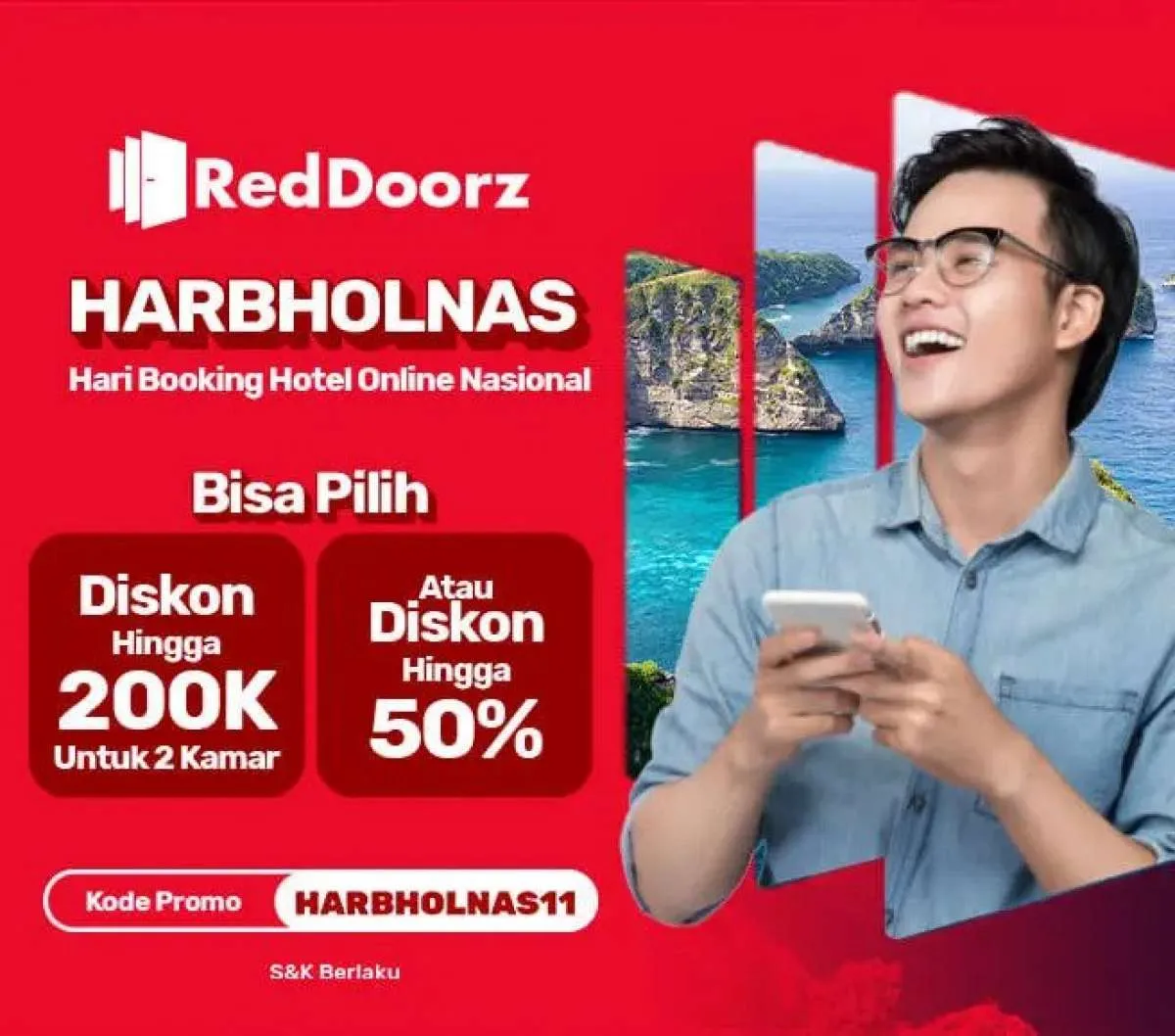 Promo RedDoorz HARBHOLNAS hingga 13 November 2022, Diskon Rp 200.000 untuk 2 Kamar