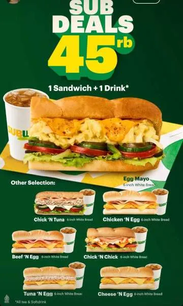 Promo Subway Sub Deals Serba Rp 45.000