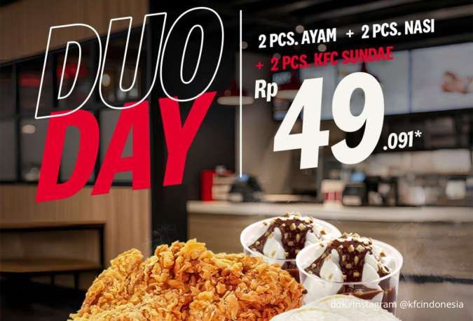 Selasa Hemat dengan Promo KFC Duo Day, Makan Berdua Paket Komplit Cuma Rp 49.000-an