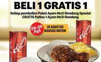 Promo McD Drive Thru 29-30 Agustus 2025, Beli 1 Gratis 1 Paket Ayam McD Rendang