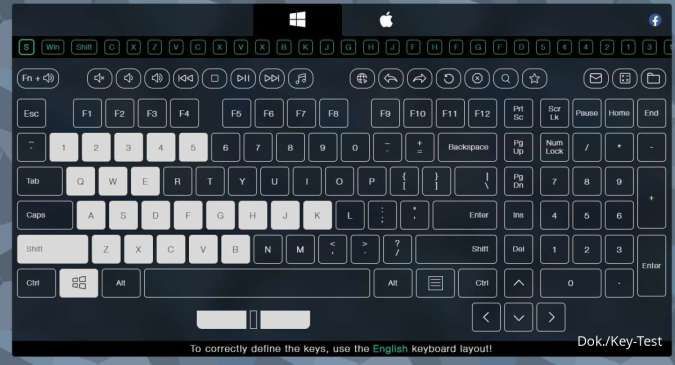 Situs Key-Test untuk mengetes keyboard pada laptop atau PC