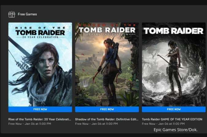 3 Game Tomb Raider sedang gratis di Epic Games Store