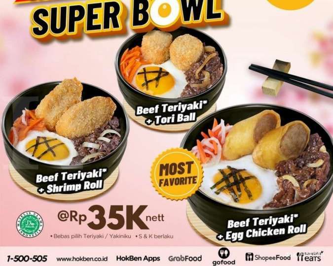 Promo Weekend Hokben 18-20 Februari 2022, Aneka Paket Super Bowl Rp 35.000