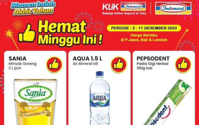 Promo Indomaret 11 Desember 2024, Minyak Sania dan Aqua Lebih Hemat Berakhir Hari Ini