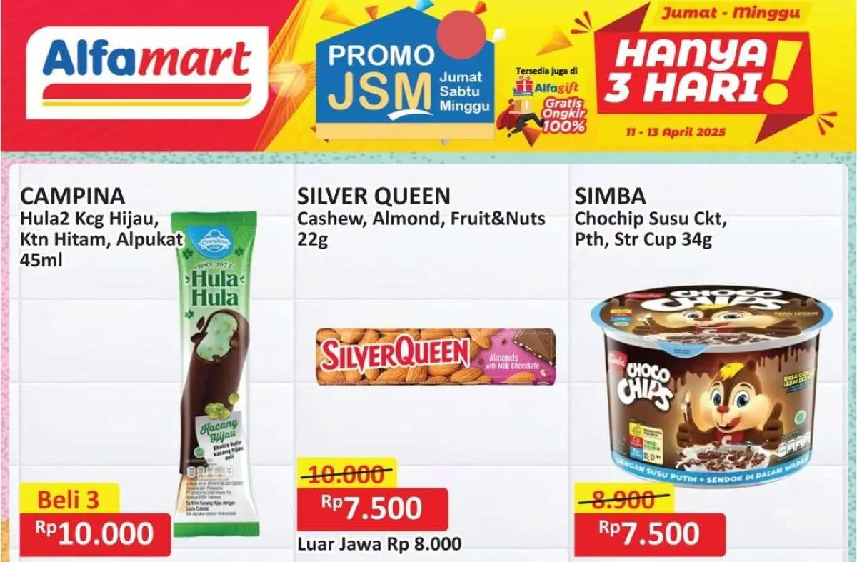 Promo Es Krim Weekend 11-13 April 2025 di JSM Alfamart & Superindo, Beli 3 Rp 10.000