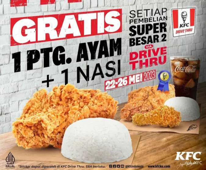 Promo KFC GRATIS ayam dan nasi