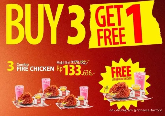 Kumpulan Promo Richeese Factory Buy 3 Get 1 Free, Makan Ramean Mulai Rp 114 Ribuan