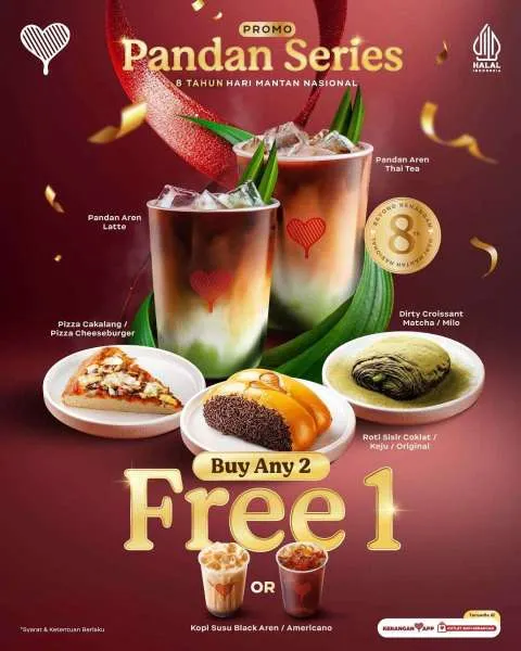 Promo Kopi Kenangan Hari Mantan Nasional Pandan Series Buy 2 Free 1