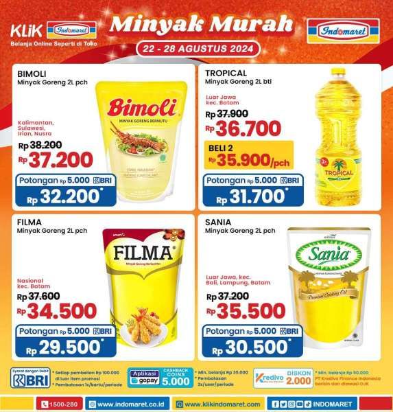 Promo Minyak Murah di Indomaret 22-28 Agustus 2024