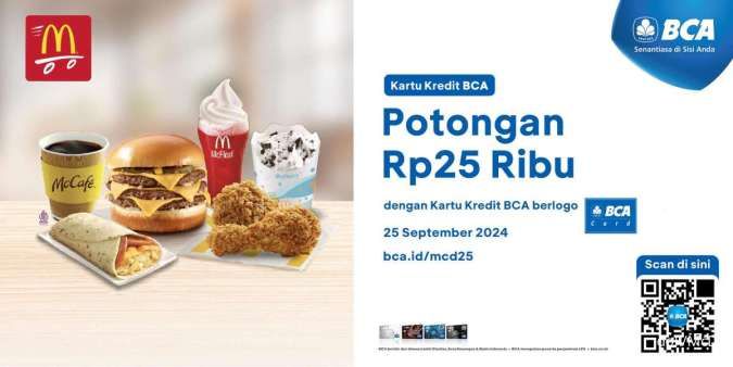 Promo McD x BCA Edisi 25 September 2024, Diskon Rp 25.000 via Drive Thru