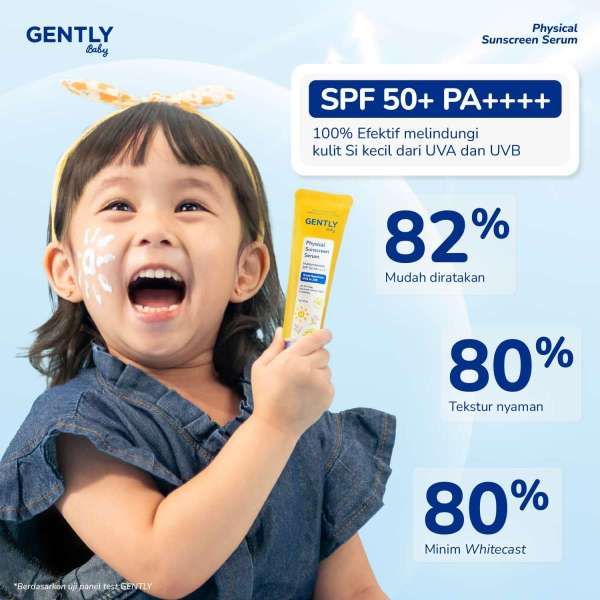 GENTLY Baby Physical Sunscreen Serum Multiprotection SPF50+ PA++++. (DOK. GENTLY Indonesia).