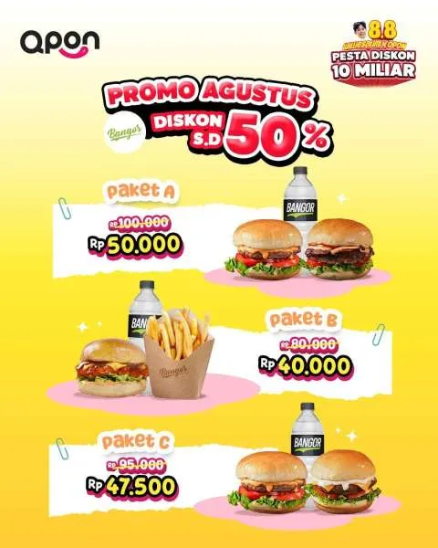 Promo Burger Bangor x Qpon Diskon 50%