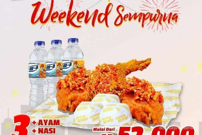 Promo Geprek Bensu 21-22 Mei 2022, Paket Weekend Serba Isi 3 Harga Lebih Hemat