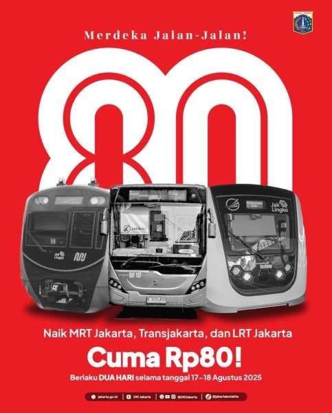 Promo MRT, LRT dan Transjakarta Agustus 2025